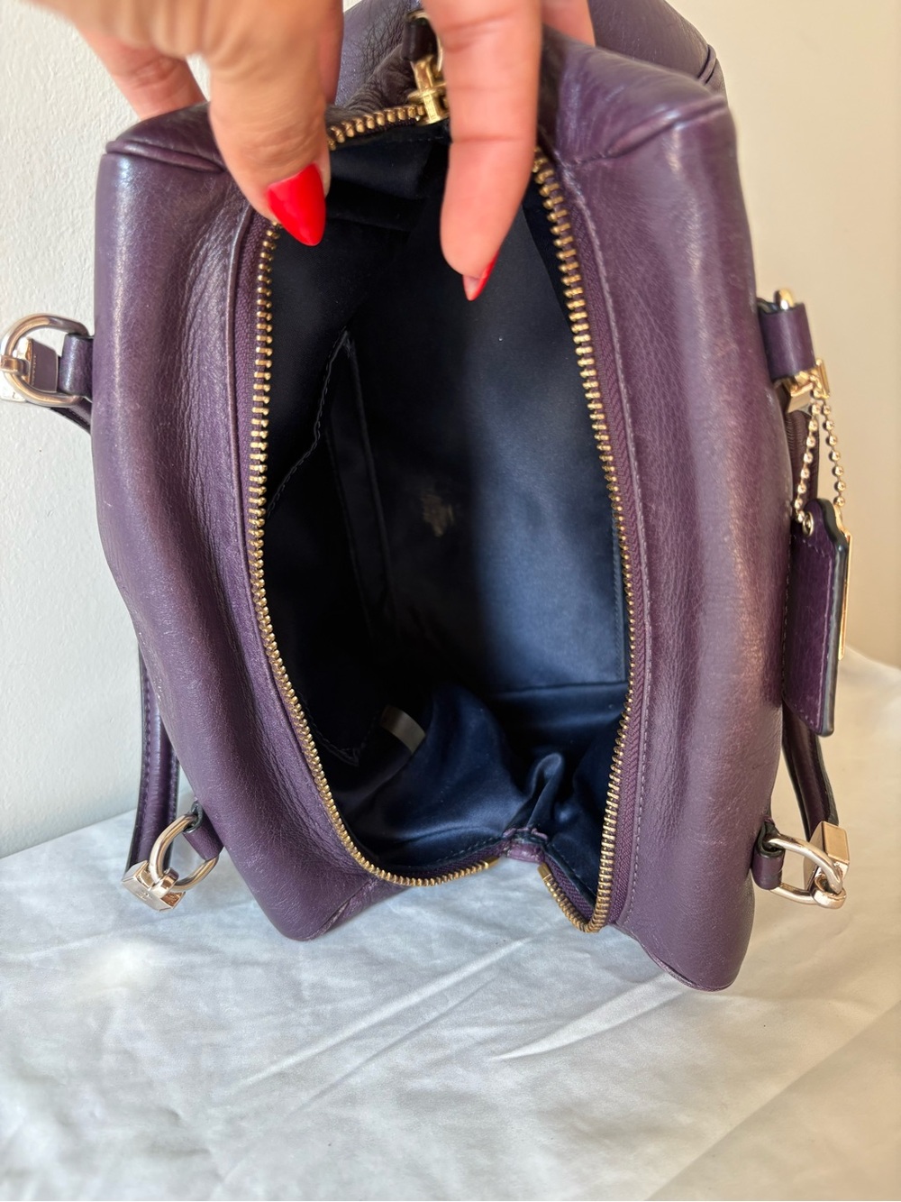 Coach Madison Mini Leather Satchel Handbag in Deep Plum - Picture 8 of 8